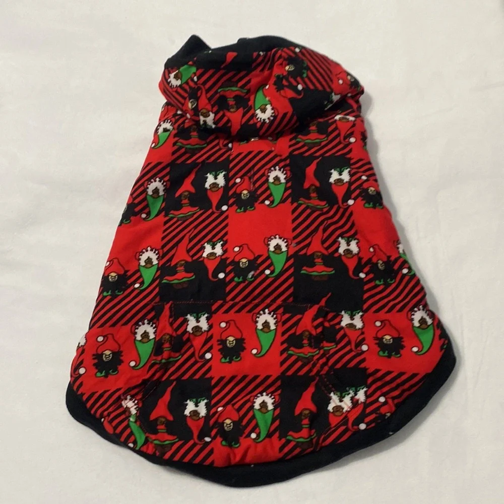 Pup Gnome for the Holidays Dog Hoodie Black/Red Size Medium